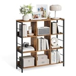 VASAGLE Meuble de Rangement 3 Niveaux, ÉtagÈre Rangement, BibliothÈque Style Industriel, 9 Cubes, pour Salon, Bureau, EntrÉe, Cuisine, 30 x 100 x 103,1 cm, Marron Rustique et Noir LLS112B01