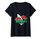 Womens Kauai Tropical Beach Island Hawaiian Surf Souvenir Designer V-Neck T-Shirt