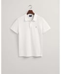Gant Mens Original Slim Fit Pique Polo Shirt in White Cotton - Size X-Small