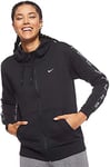 Nike Women W NSW HOODIE FZ LOGO TAPE Sweatshirt - Black/White, X-Small