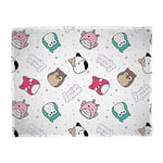Squishmallows Official Fleece Throw Blanket | Super Soft Warm White Throw, Bright Design | Perfect For Home, Bedroom, Sleepovers & Camping | Cam Cat Fifi Fox Hans Hedgehog | Size 100 x 150cm