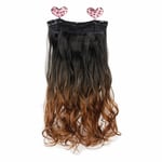 22" Clip In ONE PIECE WAVY CURLY Dark Brown/Auburn Ombre 1pc 5 Clips 120g