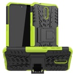 LFDZ Compatible with Nokia 2.3 Case,Heavy Duty Tough Armour Rugged Shockproof Cover with Kickstand Case For Nokia 2.3 (2019) Smartphone (Not fit Nokia 2.2),Green