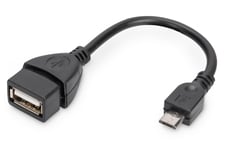 USB 2.0 adpter cable, OTG, type micro B - A M/F, 0.2m, USB 2.0 conform, bl