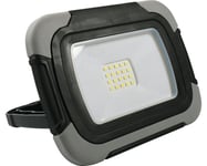 Arbetslampa LED batteridriven 10W 700lm 6500K dagsljusvit 223x189mm BxH 170x125mm med handtag för att ställa eller hänga IP54 svart/grå