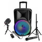 ENCEINTE MOBILE 700W BATTERIE + 2 MICROS + BLUETOOTH USB SD + 1 PIED + JEU DE LUMIERE LASER PA DJ MIX LED BAR CLUB CADEAU FITNESS