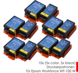 10x Ink Cartridges For Epson Workforce WF-100 W E266 Per 5 Black+Colour E247
