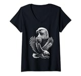 Womens Cool Eagle in Flight and Proud Pose Portrait V-Neck T-Shirt