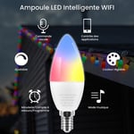 Ampoule led Intelligente , WiFi Smart Ampoule connectee Multicolore rgb E14 Smartphone controle a Distance - 2Pcs
