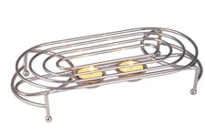 Chrome Food Warmer Double Oval Tea Light Party Chafing Dish Rack Stand Burner