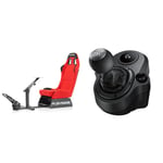 Playseat Evolution - Red (UK) & Logitech G Driving Force Shifter for G923, G29 and G920, 6 Speed, Push Down Reverse Gear, Steel and Leather Construction - Black