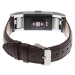 Fitbit Charge 2 leather watch band with crocodile texture - Brown