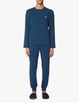 Emporio Armani Pyjama Set Dark Blue Men Size Medium Cotton Logo Long Sleeve BNWT
