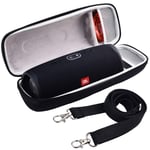 Case compatible for JBL Charge 4 Portable Bluetooth Waterproof Speaker & Charger Plug, Cable Accessories with Shoulder Strap -Black