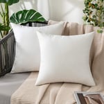 MIULEE Outdoor Waterproof Cushion Covers 18x18 Inches for Garden Furniture Water Resistant Pillow Covers Outside Scatter Cushions for Patio Couch Sofa Linen Balcony Set of 2, 45x45cm White