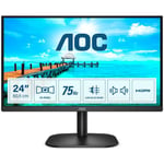 AOC 24B2XDAM - B2 Series - écran LED - 24" (23.8" visualisable) - 1920 x 1080 Full HD (1080p) @ 75 Hz - VA - 250 cd/m² - 3000:1 - 4 ms - HDMI, DVI, VGA - haut-parleurs - noir