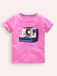 Mini Boden Kids' Polaroid Applique Zip T-Shirt, Strawberry