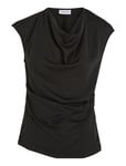 Recycled Cdc Draped Top Designers Blouses Short-sleeved Black Calvin Klein