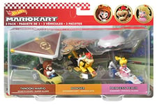 Hot Wheels Mario Kart, Coffret de 3 véhicules-Personnages, Petites Voitures avec Figurines Super Mario à Collectionner, Dès 3 Ans, HDB39