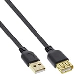 InLine USB 2.0 flat cable, black, golden contacts, AM/AF, 3m 1 item