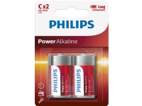 Philips Batteri LR14E2B/10, Engångsbatteri, Alkalisk, 1,5 V, 2 styck, 26,2 mm, 50 mm