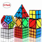 Speed Cube Set, Magic Cube Bundle 2x2 3x3 4x4 Pyramid - Leksakspusselkub för barn och vuxna Set om 8