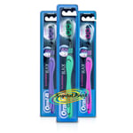 3x Oral B Allrounder Black Manual Toothbrush Active Cups Medium Bristles