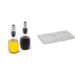 Cole & Mason H103028 Haverhill Oil & Vinegar Pourer / H306119 Ramsgate Clear Salt and Pepper Mill Tray | Bundle | 2 Year Guarantee