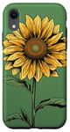 iPhone XR Aesthetic Sunflower Line Art Minimalistic Sage Green Case