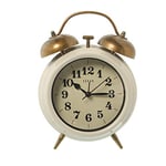 DRW Horloge de Bureau en métal avec Alarme et Secondes en continu Blanc et doré 14 x 7 x 21 cm