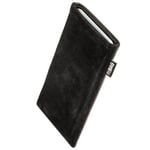 fitBAG Fusion Black/Black custom tailored sleeve for Google Pixel 6 | Made in Germany | Fine nappa leather pouch case cover with MicroFibre lining for display cleaning