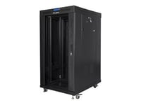 Lanberg Ff01 Series - Rack Skåp - 600 X 800, Platt Paket, Med Glasdörr, Lcd - Med Lcd-Skärm, Termostat, 4 Kylfläktar - Fristående - Svart, Ral 9004 - 22U - 19"