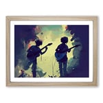 Guitar Rock Band Vol.2 H1022 Framed Print for Living Room Bedroom Home Office Décor, Wall Art Picture Ready to Hang, Oak A4 Frame (34 x 25 cm)