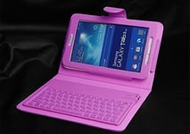 L&C® Bluetooth Keyboard Case For Samsung Galaxy 7 Inch Tab 3 Tablet Flip Stand P3200 (Purple)