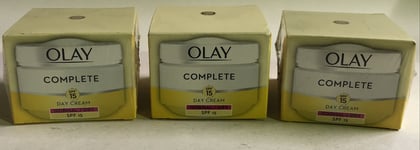 3 x Olay Complete Day Cream with SPF15 for Normal to Dry Skin 50ml