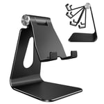 Lucrave Adjustable Cell Phone Stand, Phone Stand, Cradle, Dock, Holder, Aluminum Desktop Stand Compatible With Phone 12 11 Xs Max 8 7 6 6s Plus SE Charging, Accessories Desk,All Phones-Black