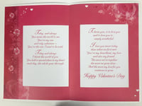 Loving Thoghts - Sentimental Verse Morden Gold Love Heart Valentine's Day Card