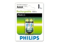Philips Multilife R03b2a80 - Batteri 2 X Aaa - Nimh - (Uppladdningsbart) - 800 Mah