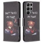 För Samsung Galaxy S24 Ultra Plånbok Fodral Skal Mönster Skydd - Bear Svart