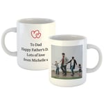 Personalised Mug with Valentines Heart - 1 Photo and up to 4 Lines of Text and Heart Icon (11oz) Upload Your Own Photograph with A Personal Four Line Message