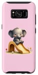 Galaxy S8 Pink Adorable Elephant on Slide Cute Animal Theme Case