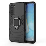 HAOYE Case for OPPO Find X2 Lite, 360 degree Rotating Ring Holder Kickstand Heavy Duty Armor Shockproof Cover, Double Layer Design Silicone TPU + Hard PC Case with Magnetic Car Mount. Black
