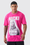 Men's Oversized Nicki Minaj Overdye License T-Shirt - Pink - L, Pink