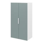 Armoire penderie 2 portes battantes bleu aqua et blanc GoodHome Atomia H. 187 x L. 50 x P. 58 cm