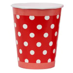 Talking Tables | 8X |Red Disposable Paper Cups, Polka Dot, Home Recyclable, Eco-Friendly Party Supplies for Birthday, BBQ, Garden