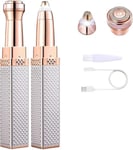 2 en 1Tondeuse Visage Sourcils Rasoir Visage Femme, USB Rechargeable, Epilateur Visage Femme, Rasoir Femme Electrique, Flawless Epilateur Visage pour Joues, Menton, Bras-Champagne Blanc