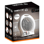 Daewoo HEA1138 2000W Fan Heater, Dual Heat Settings, Safety Cut Out, White