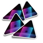 4x Triangle Stickers - Neon Lights Retro 80's #12921