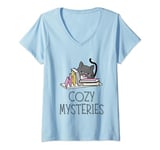 Womens Cozy Mysteries | Cute Cat Cozy Murder Mystery Cat Detective V-Neck T-Shirt