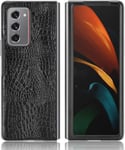 Coque Samsung Galaxy Z Fold 2 5g Ultra Slim Fit Crocodile Motif Pu Cuir+Dur Pc Base Antichoc Protection Rigide Coque Pour Samsung Galaxy Z Fold 2 5g Noir